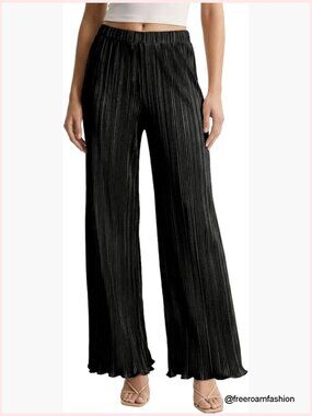Flowy Pleated Wide Leg Palazzo Pants
